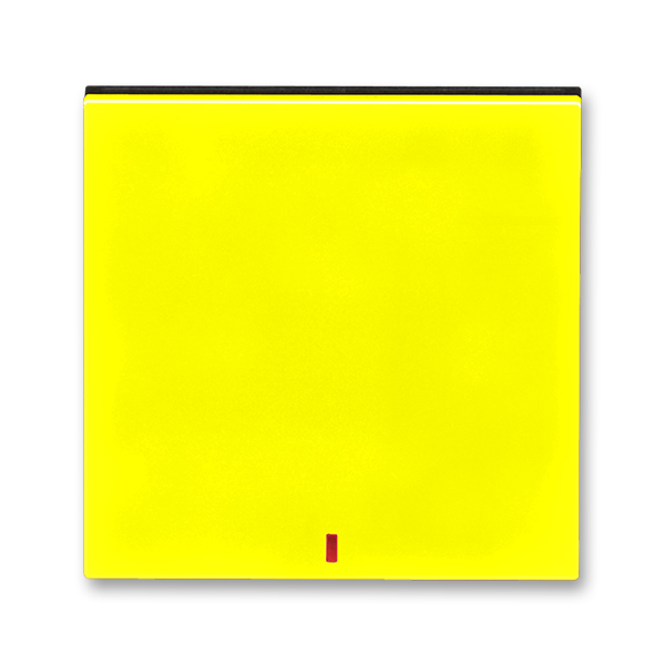 3559H-A00655 64  Kryt spínače kolébkového s červeným průzorem, žlutá / kouřová černá